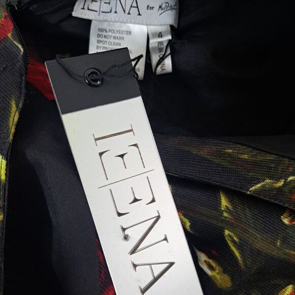 Mac Duggal Black and Red Rose Mini Dress - Picture 8 of 8